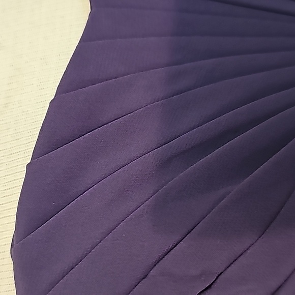 Purple strapless gown size 2. Sheer overlay. Fitted at the bust. DAVIDS… - Picture 3 of 13